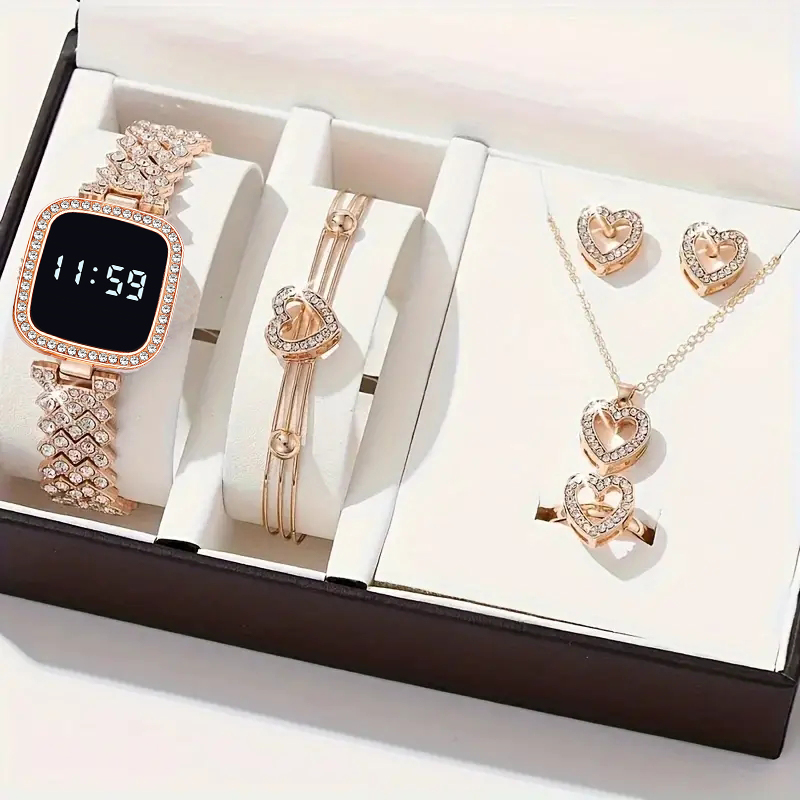 Women'S Fashion Digital Watch - Women Led Watch 6pcs Set Fashion