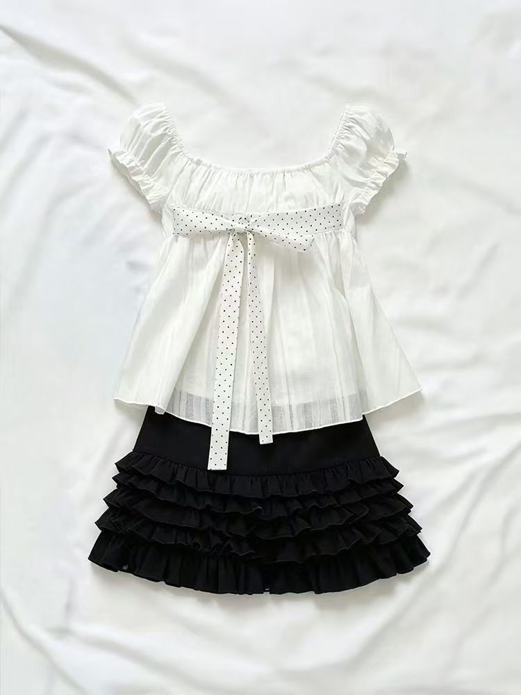 Cute Korean Fashion Polka Dot  - Puff Sleeve Blouse review and price