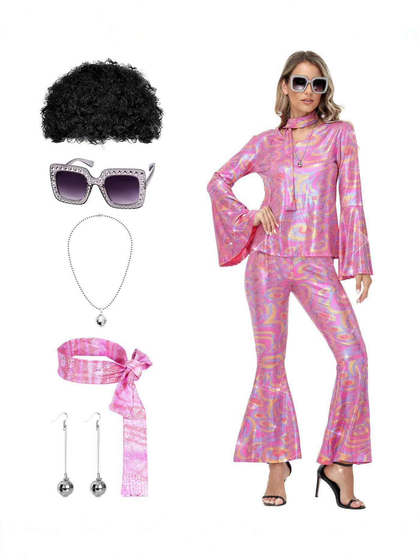 Disco 70s Retro Cosplay Costum - Women'S Fashion From The 70S review and price