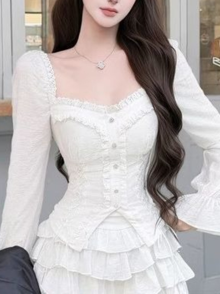 Harajuku French Elegant 2 Piec - Puff Sleeve Blouse review and price