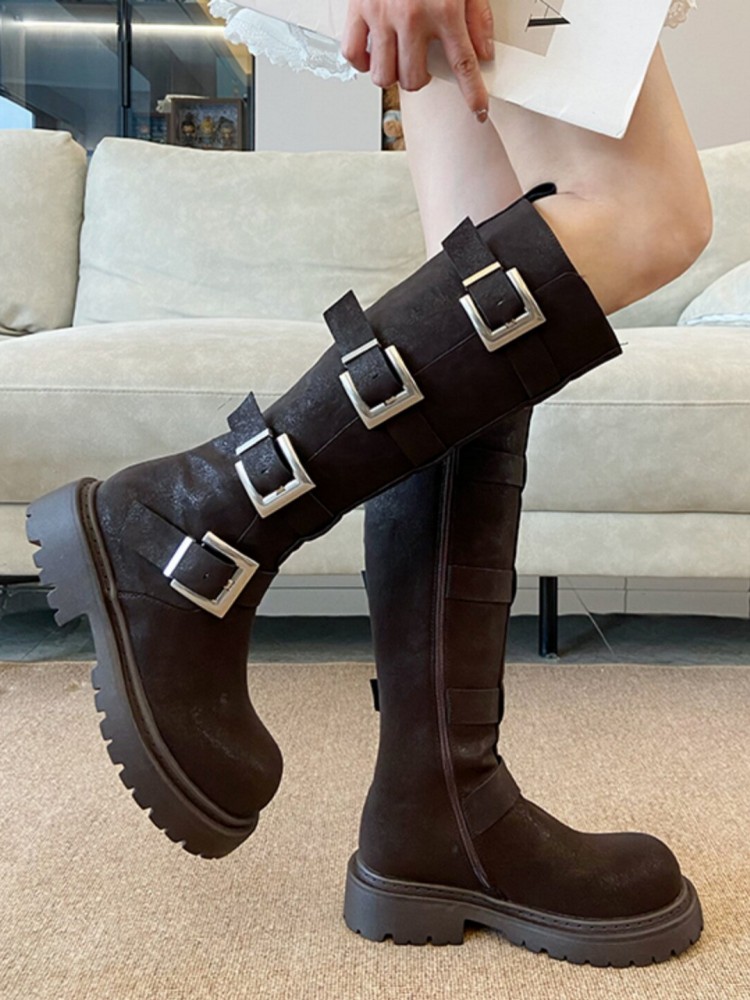 Fashion Women Multi Buckle Kne - Women'S Fashion Riding Boots review and price