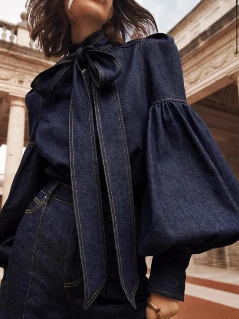 AW Urban Imitation Denim Blous - Puff Sleeve Blouse review and price